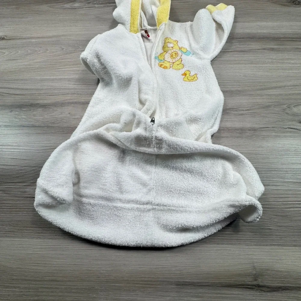 Vintage Care Bears Terry Cloth Zip Towel / Robe White Funshine Bear‎  Duck Baby